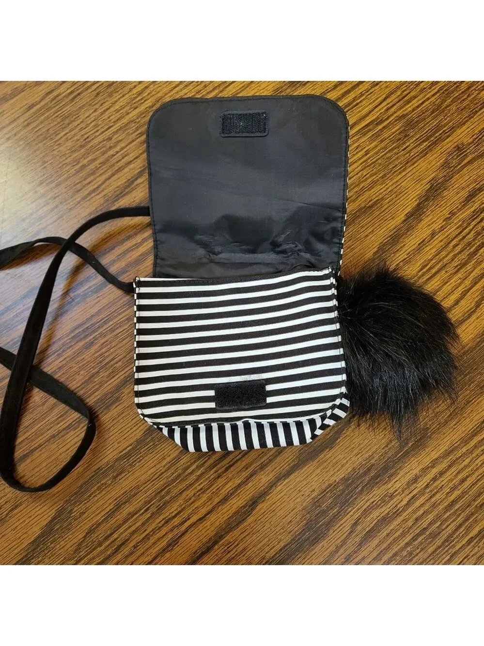 Justice Black White Monogram Purse Stripes M